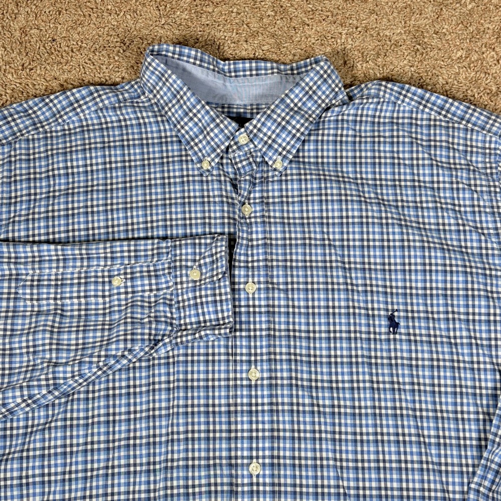 Ralph Lauren Plaid Button Down Shirt Stretch Cotton 3XB Preppy Long Sleeve